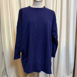 Eileen Fisher XL bright Navy blue Relaxed Long Sleeve Tee tunic